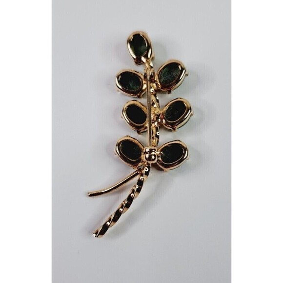 BURT CASSELL 12KT GOLD FILLED JADE BLOSSOM BROOCH - Picture 3 of 4